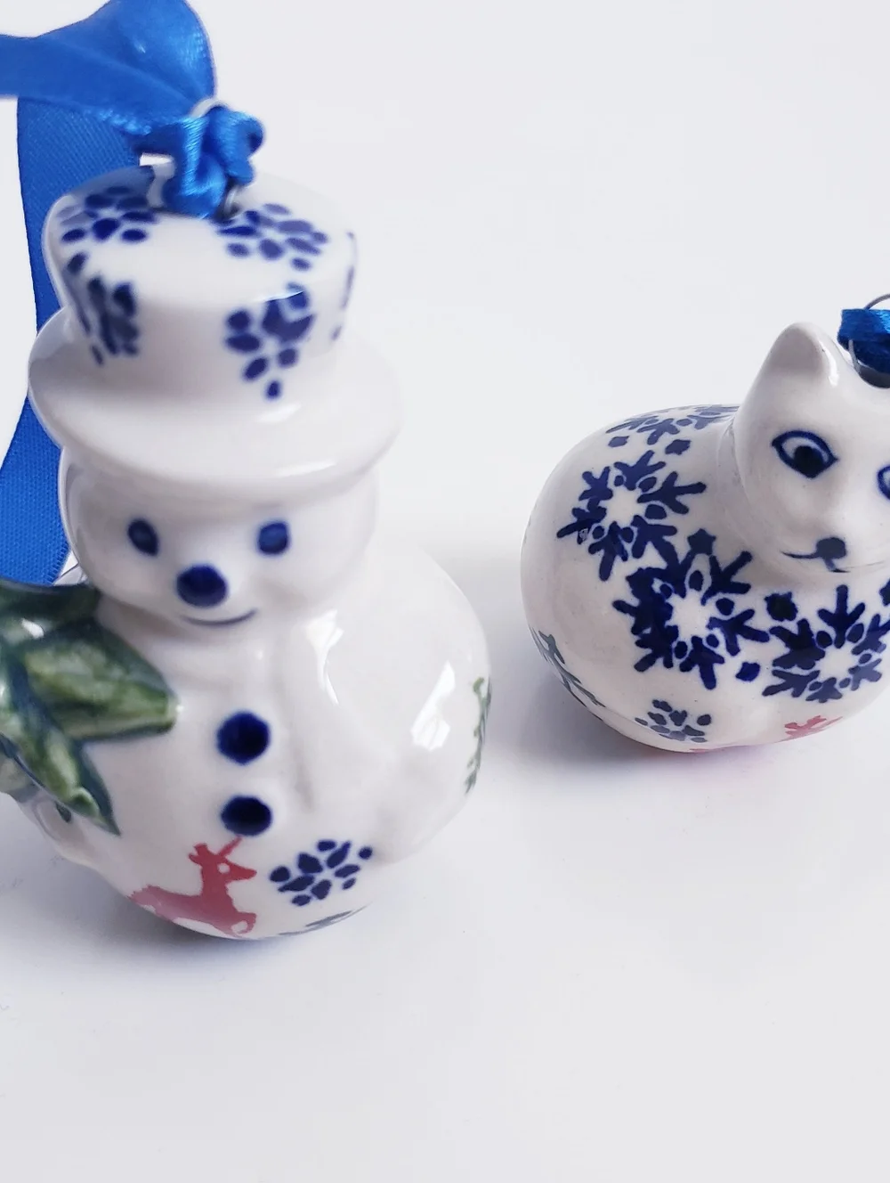 Pottery Barn Snowman Cat Set Of 2 Ordainments